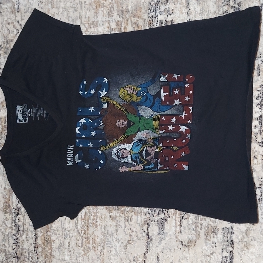 Marvel Girl's Rule V-Neck Short Sleeve Tee